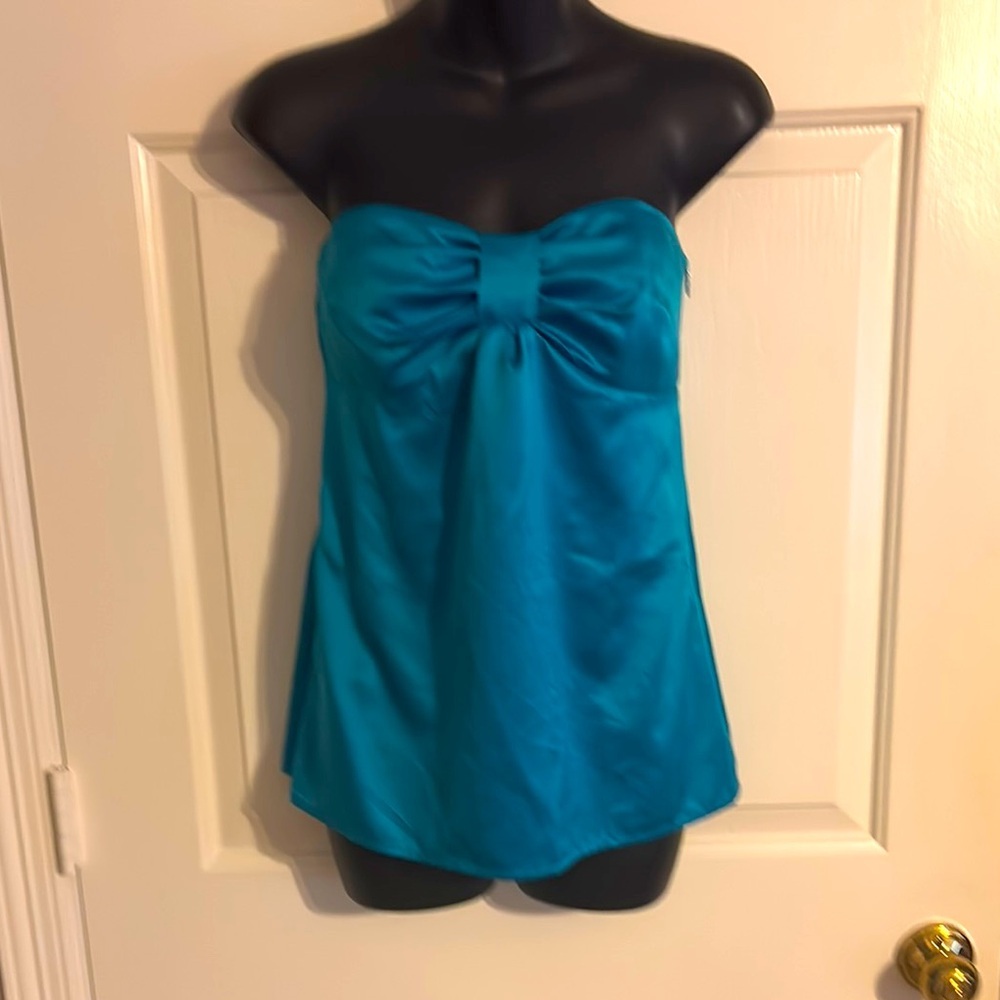Ann Taylor LOFT Teal Strapless Top w/ Built in Bra Size 0
